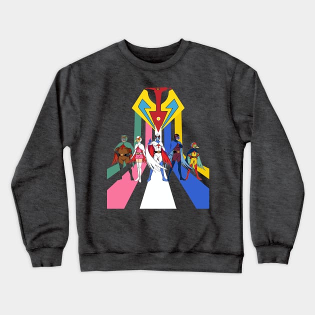 G Force , Battle of the Planets , Gatachaman Defenders of the Galaxy Crewneck Sweatshirt by Surfer Dave Designs